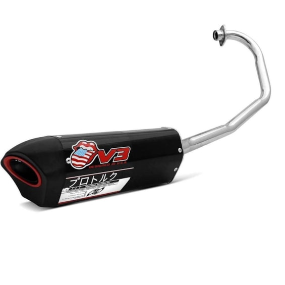Escapamento TORK V3 YBR 125 Factor 2009 a 2013 Aluminio Preto