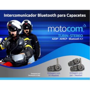 Intercomunicador de Capacete Motocom Turin S3 (2 Peças) para Moto
