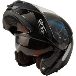 Capacete para Motociclista GP TECH A118 SV Viseira Solar Articulado Robocop Escuro