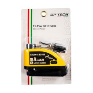 TRAVA DISCO COM ALARME GP TECH ZX7104-3 USB MEDIA AMARELA para Moto