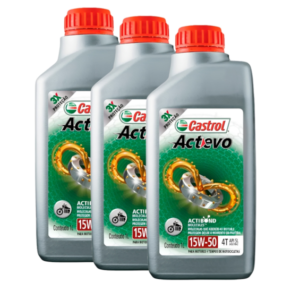 KIT 3 OLEO CASTROL ACTEVO 15W50 4T para Moto