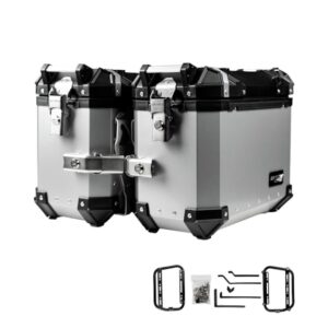 Baú Bauleto para Moto LATERAL GP TECH 30L ALUMINIO POLIDO UNIVERSAL PAR + SUPORTE MULTI FUNCIONAL