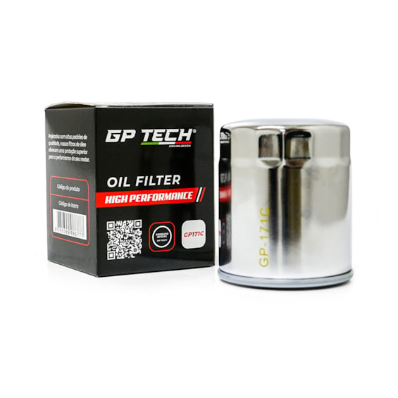 FILTRO OLEO GP TECH GP171C HARLEY DAVIDSON SOFTAIL / DYNA / FATBOY / FATBOB / HERITAGE (CROMADO)