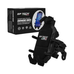 Suporte para Moto CELULAR SMARTPHONE GP TECH ARMOR ABS ANTI SHOCK RETROVISOR PRETO