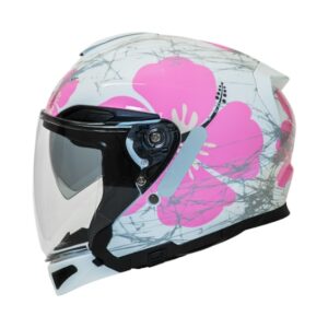 Capacete para Motociclista FEMININO GP TECH OPEN DUO R18 FLOWER ABERTO
